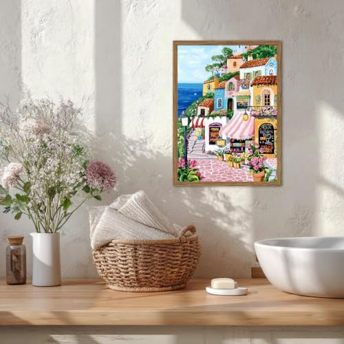 ARPADAMO Coastal Town Diamond Art Kits for Adults Diamond Painting 12x16in