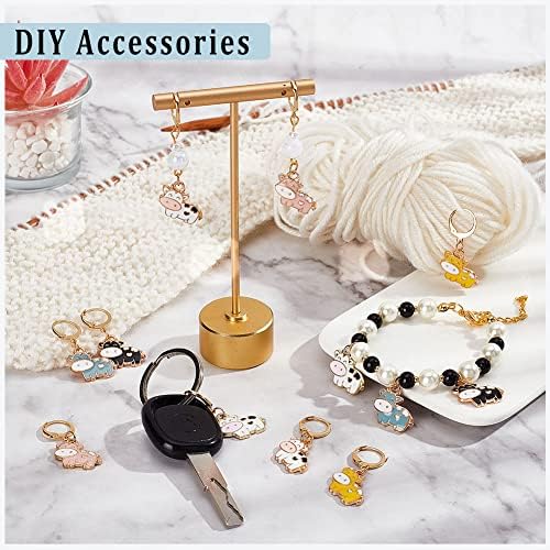 NBEADS 12 Pcs Cow Stitch Markers, 6 Colors Alloy Enamel Cow Crochet Stitch Marker Charms Removable Locking Stitch Marker for Knitting Weaving Sewing Accessories Quilting Handmade Jewelry