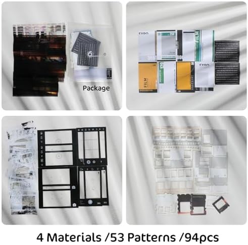 94Pcs Vintage Photo Themed Scrapbooking Kits, Movie Film Scrapbook Kit for Film Stickers and Journaling Supplies , Waterproof Album Tape Stickers for Journal Collage, Planner, DIY Craft Collage Album