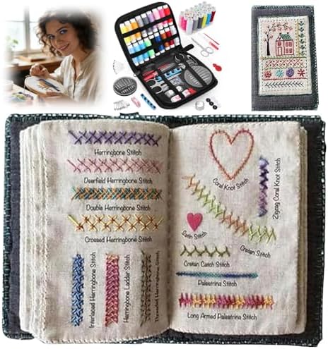 OYSMY Embroidery Stitch Book Kit,2026 New Embroidery Kit with 86 PCS Sewing Kit,Includes Illustrated Guide to 106 Universal Embroidery Stitches for Beginners and Craft Lovers(1 Set)