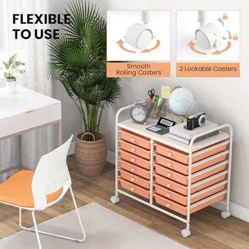 COSTWAY 12-Drawer Rolling Storage Cart, Utility Storage Organizer Cart