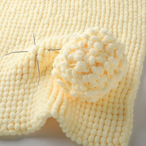 Hand-Woven Ball Yarn, 4 Pack, 380g Total, for Blankets, Cushions, and Pet Nests, Fluffy Chunky Craft Yarn (Light Yellow)