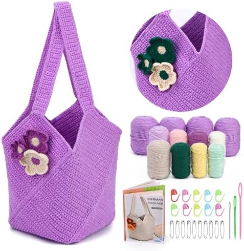 Pnytty Crochet Tote Bag Kit for Beginners, Crochet Starter Kit for Adults