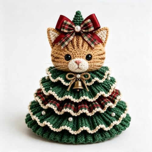 Crochet Animal Christmas Tree DIY Kit–Stitch a Little Christmas Magic，Cat