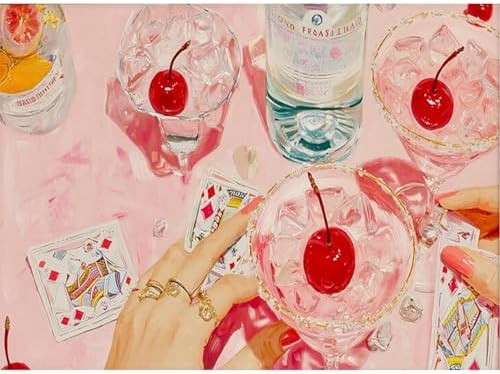 Cherry Pink Poker Diamond Art Kits for Adults Diamond Painting Kits