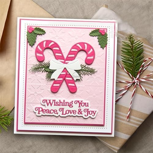 Lapoo Christmas Metal Cutting Die for Scrapbooking, 3D Backgrounds Frame Cutting Dies DIY Album Card Making Decor Paper Metal Die Cuts Party Wedding Decorations (Bow and Cane 4.2 x 3.9 in)