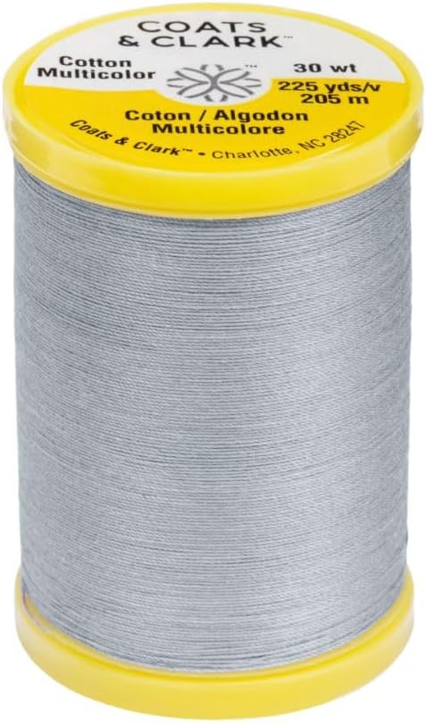 Coats & Clark Cotton All Purpose Sewing Thread 100% Mercerized Cotton 225 Yards Each Spool S970 2 Pack Bundle with 3 Bella's Crafts Needle Threaders (Nugrey)
