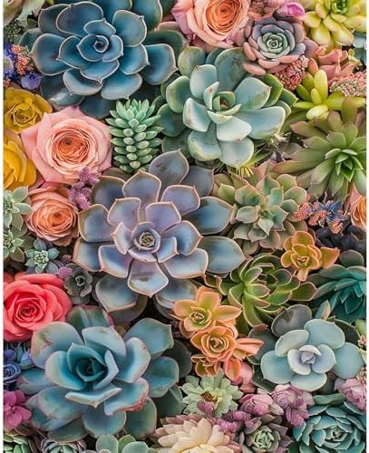 Paint by Numbers for Adults Succulents, Succulent Paint by Number on Canvas