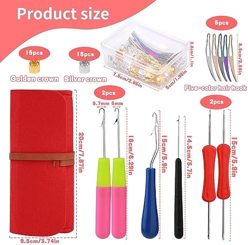 QMNNMA Dreadlock Crochet Hook, 48 Pcs Loc Crochet Needle for Hair