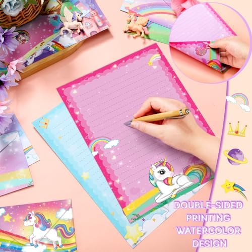 TaoBary 160 Pcs Unicorn Stationary Letter and Envelopes Set