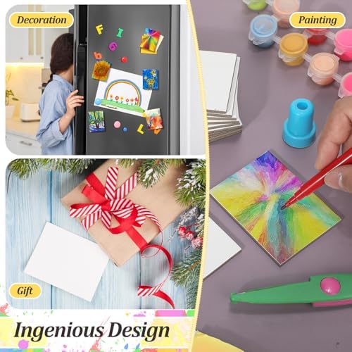 Engrowtic 25 Pcs Mini Magnetic Painting Canvas Panel Mini Canvas Boards for Painting Tile Art for Fridge Locker Art Crafts DIY(Rectangle,2 1/5 x 3 in)