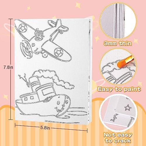 Fulmoon 60 Pcs Pre Drawn Canvas for Painting for Adults Preprinted Bulk 7.8 x 5.8 Inch Pre-Stenciled Painting Canvas Panels for DIY Party Favor Gift Activities, 12 Style