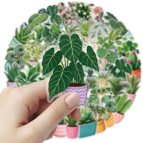 Green Potted Plants Stickers Aesthetic Flora Scrapbook Stickers(50)