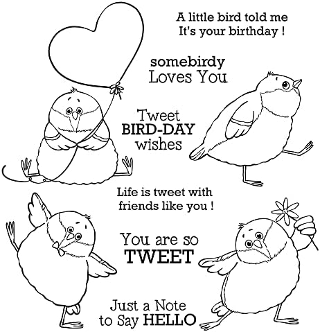 Cute Funny Fatty Birds with Heart Clear Stamps and Cutting Dies Set for Card Making DIY Scrapbooking Supplies Silicone Stamps Metal Cut Dies for Paper Albums Crafts Decor