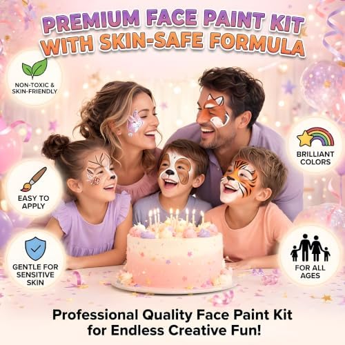 66 Color Face Painting Kit, Water Activated + Oil Face Body Paint Palette