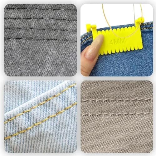 3pcs Clip-On Sewing Ruler,Sewing Clips for Fabric, Hand Edge Stitch Lock and Sewing Gauge for Even Stitches, Quilting Templates with 2mm, 3mm, 4mm Spacing
