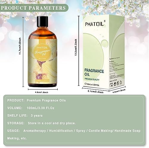 PHATOIL Black Orchid Fragrance Oil for Diffuser Aromatherapy 3.38FL.OZ | Long Lasting Scented Oils For Humidifier, Air Freshener, DIY Soap Candle, Scent Project Making, Aroma Oil for Home Freshening