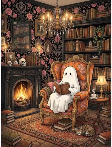 pchmcu Paint by Numbers Halloween for Adults, Acrylic Oil Painting by Numbers Kits for Beginner with Paintbrushes Brushes Art Crafts Canvas for Home Decor 16x20 inch