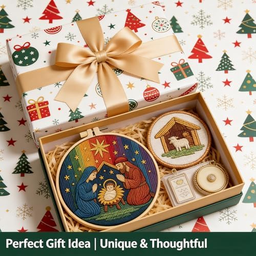 Christmas Nativity Embroidery Kit, Cross Stitch Kit for Adults DIY Craft