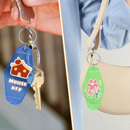 BLMHTWO 15PCS Motel Keychain Blank Bulk Rhombus Hotel Keychain with Glitter