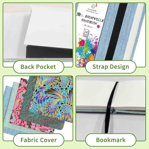 Mlife Square Watercolor Sketchbook,100% Cotton,300gsm/140lb,Acid-Free,Watercolor Journal for Artists Adults Students,6.5 * 6.5 Inch(Blue)