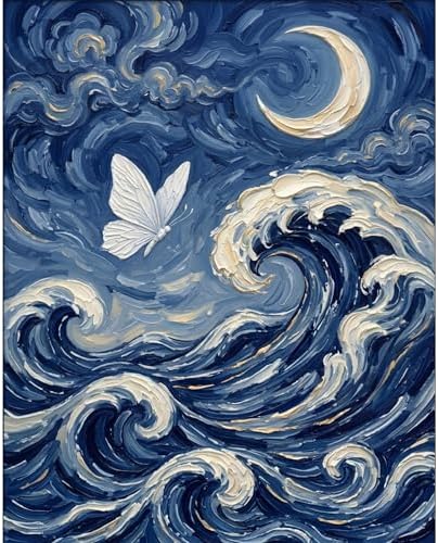 Ocean Wave Diamond Art Kits for Adults, Butterfly Diamond Painting Kit