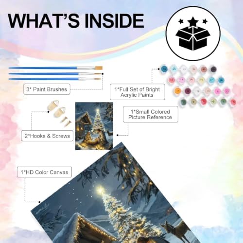 4 Pack Christmas Paint by Numbers for Adults with Framed Easel 8x12 inch