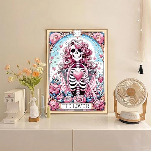 GOUOYANA Paint By Numbers Kit for Adults-Skull THE Lover Funny Canvas | Adult Paint by Number Kits on Canvas for Painting DIY Skull THE LOVER Painting Art by Numbers for Home Wall Art Gift12X16in