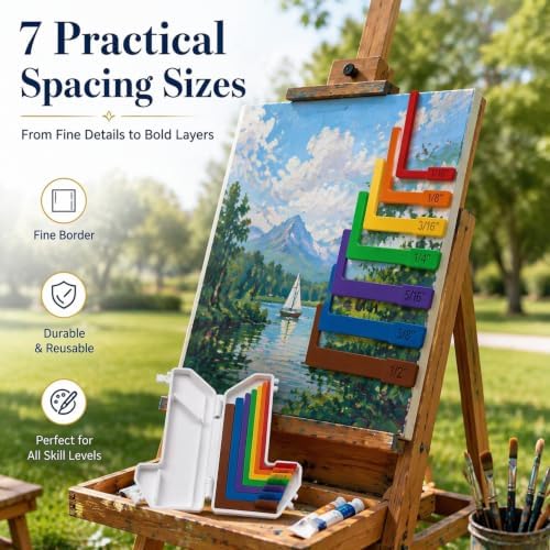Card Making Alignment Guides with Storage Case, Precision Color-Coded Matting Layering Spacers 1/16 to 1/2 Inch Sizing Tabs, Paper Craft Scrapbooking Tools for Card Making