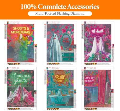 6-Pack Cute Ghost Diamond Art Kits for Adults Round Diamond Painting
