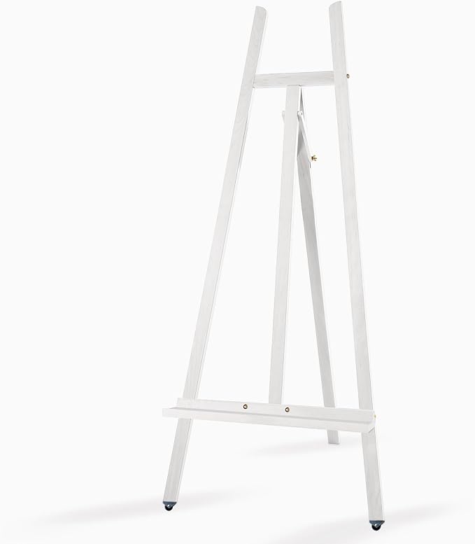 A-Frame Wooden Display Easel, Lyre Beechwood Studio Easel Stand, White