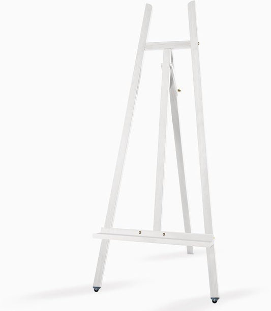 A-Frame Wooden Display Easel, Lyre Beechwood Studio Easel Stand, White