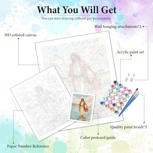 Dawnsphere Jesus Paint by Numbers Kit for Adults Without Frame 16x20 in