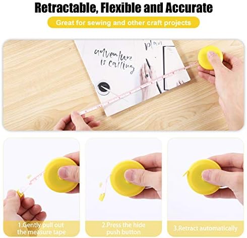 Tape Measures Retractable, Fabric Measuring Tape, 60 Inch Small Sewing Tape Measure for Craft Nursing Medical Travel(3 Pack/Blue Yellow Red)