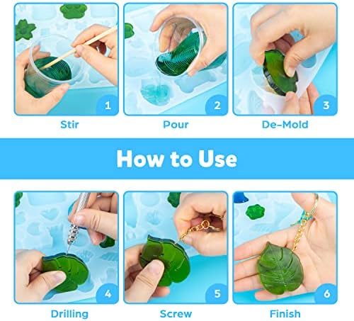 Mocoosy 182Pcs Resin Molds Silicone Kit for Keychains, 32 Cavities Silicone Molds for Epoxy Resin Casting, Variety Shaped Resin Key Chain Molds Making Set DIY Ornaments Crafts Supplies