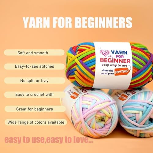 50g Rainbow Beginner Crochet Yarn for Crocheting and Knitting Multicolor Cotton Crochet Yarn for Beginners(Pink Variegated)
