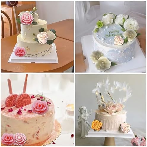 4pcs Rose Flower Combo Fondant Silicone Cake Sugarcraft Molds Handmade 3D Cavity Flower Cake Resin Mold Crafting Candy Chocolate Cupcake Kitchen Baking Tools
