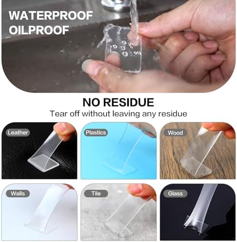 48PCS Nano Double Sided Adhesive Pads,Waterproof No Damage Removable Heavy Duty Mounting Tapes,Clear Residue-Free Strong Sticky Pads for Walls,Hanging Pictures, DIY Craft Home Office