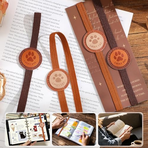 2PCS Vintage Elastic Leather Bookmark for Women, Elastic Bands Leather Book Marks, PU Bookmarks Planner Accessories, for Book Lover, Reader, Hardcover Journals, Notebooks, Planners, Binders