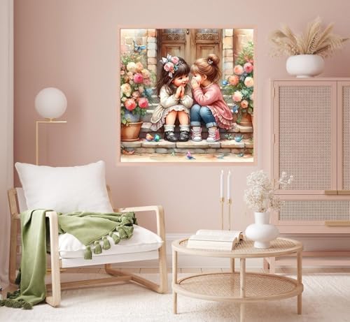 Cute Bestie Diamond Painting Kits for Adults, 5D Diamond Art Painting by Numbers Kits, DIY Diamond Dots Art Kits, Full Round Drill Diamond Art Kits for Adults for Home Wall Decor, 13.8x13.8 in