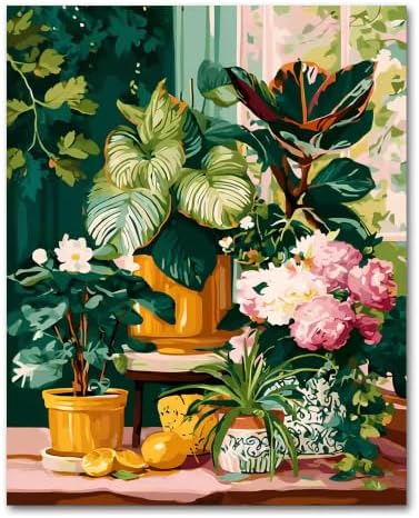 ICYANART Plant Paint by Numbers Kit for Adults, Adult Paint by Number Kits | Paint by Number for Adults for Beginners, Acrylic Plant Painting by Numbers Easy Number Painting for Gifts and Decor 16x20 In