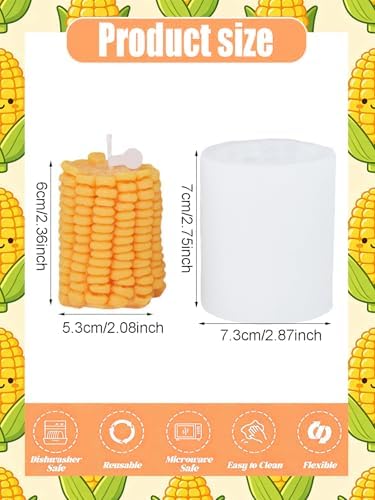 3D Corn Silicone Mold, 2 Pieces Corn Shape Candle Molds for Chocolate, Resin, Soap | Cute Bread Fondant Molds for Baking Baby Shower & Birthday Party DIY Crafts‌ (Half Corn)
