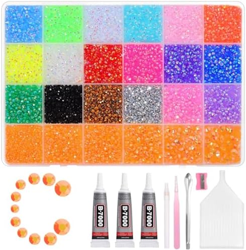 28000 Pcs Color Rhinestones Bedazzling Kit, Orange Yellow Jelly Resin Gems