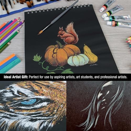 U.S. Art Supply 9x12 Premium Heavy-Weight Black Paper Sketchbook Pad