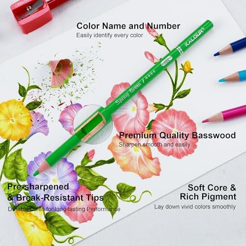 KALOUR PDAS Pro 550 Colored Pencils Set for Adults, Professional Colored Pencils for Artists, Soft Core Premium Coloring Pencils for Adult Coloring Books, Drawing, Sketching, Art Supplies with Case