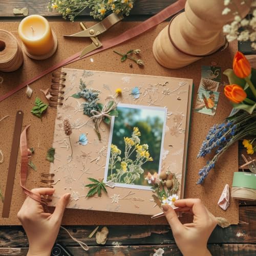 Large Scrapbook Album, 10"x12" Scrap Book, 60 Pages Blank Scrapbook, Thick 250gsm Kraft Paper, Art Supplies for DIY Crafts, Guest Books, Traveling, Birthday & Holiday Gifts.