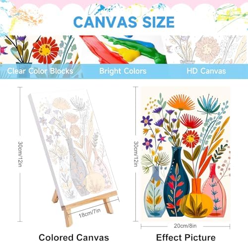Jethami 4 Pack Cactus Paint by Numbers Kit for Adults with Framed 8x12 in | Easy to piant for beginners elderly, with Easel & Magnifying glass, Relaxing & Stress relief, canvas, Home wall decor