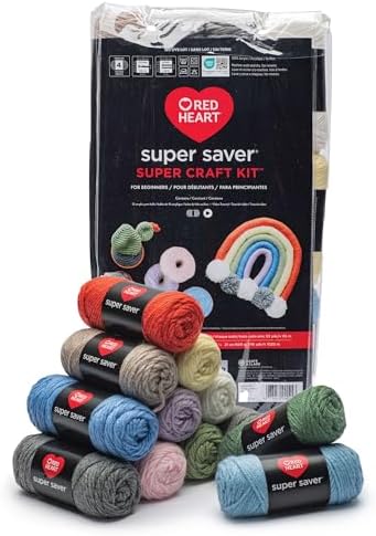 Red Heart Super Craft Kit Pastels, Yarn for Crocheting and Knitting