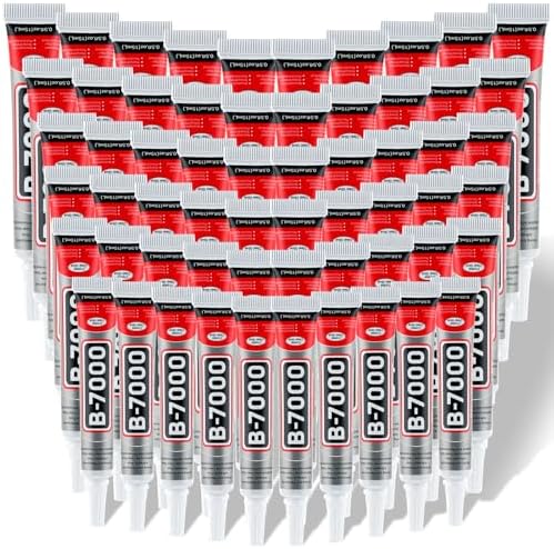 60 Tube B-7000 Glue 15Ml/0.5 fl oz- Strong Transparent Rhinestone Glue with Precision Tip, Waterproof, Flexible, Bulk B7000 Glues Paste Adhesive for DIY Craft Jewelry Making Shoes Phone Repair