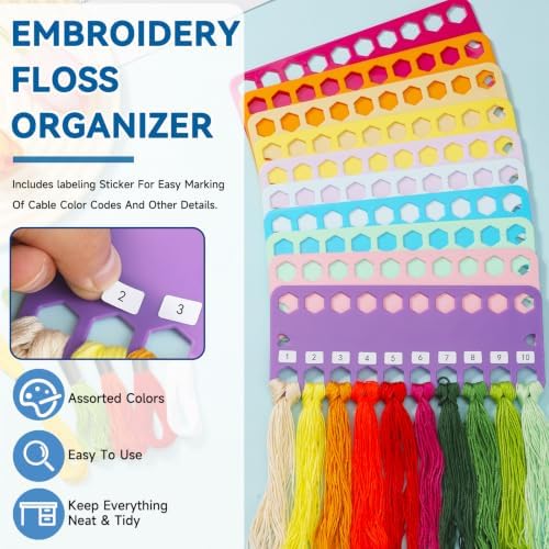 LOKUNN 10 Pcs Embroidery Floss Organizer, Cross Stitch Thread Holder